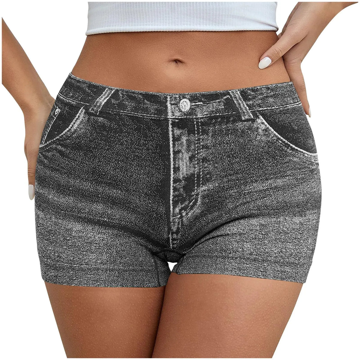 New Faux Imitation Denim Women's Boxer Shorts Seamless Denim Underwear Buttocks Elastic Low Waist Bottom Layer Yoga Shorts Women